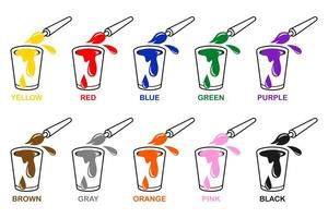 Learn different colors from color canned and brush pictures, Vector illustration Chart learning for kids