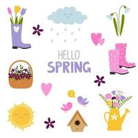 Spring set. Design elements for scrapbooking, greeting card, party invitation, poster, tag, sticker kit. vector