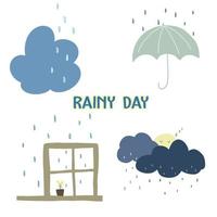 Pastel Rainy Day Items vector