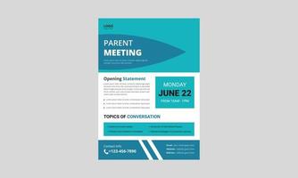 Parent meeting flyer template design. Parent support flyer poster leaflet design. a4 size, flyer, cover, poster, brochure, print-ready vector