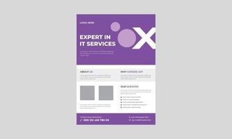 IT service and management flyer template, Tech Repair Center Flyer, Virtual IT service poster leaflet design. vector