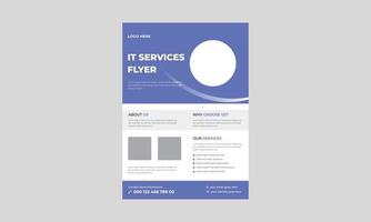 IT service and management flyer template, Tech Repair Center Flyer, Virtual IT service poster leaflet design. vector