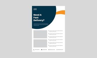 fast and reliable delivery service flyer. fast delivery service flyer, poster, leaflet template. need to send something poster flyer design. vector