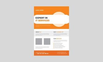 IT service and management flyer template, Tech Repair Center Flyer, Virtual IT service poster leaflet design. vector