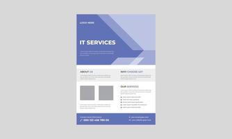 IT service and management flyer template, Tech Repair Center Flyer, Virtual IT service poster leaflet design. vector