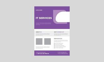 IT service and management flyer template, Tech Repair Center Flyer, Virtual IT service poster leaflet design. vector