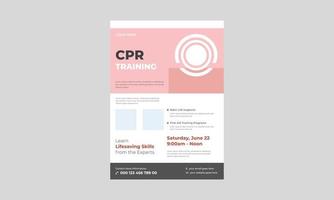 CPR training and first aid medical flyer, First aid training service promotion poster leaflet template. CPR training flyer template. vector