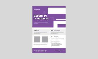IT service and management flyer template, Tech Repair Center Flyer, Virtual IT service poster leaflet design. vector