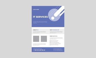 IT service and management flyer template, Tech Repair Center Flyer, Virtual IT service poster leaflet design. vector