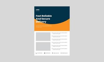 fast and reliable delivery service flyer. fast delivery service flyer, poster, leaflet template. need to send something poster flyer design. vector