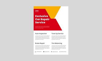 auto repair service flyer design template. mobile car detailing service flyer, poster in red color. auto repair and maintenance service flyer. vector