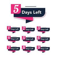 Promotional banner with number of days left sign. Sale banner template background, vector illustration