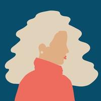 Young blond woman portrait. Confident girl with side view. European American business lady with wavy hair. Woman empowerment movement, mother's day, happy international women's day concept. Vector