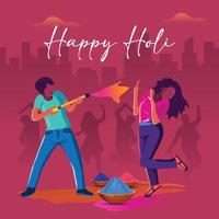 ilustración de diseño de tarjeta de fondo colorido abstracto feliz holi para saludos de celebración del festival de color de la india vector