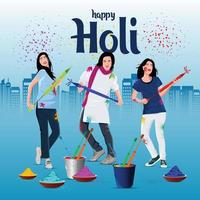illustration of abstract colorful Happy Holi background card design for color festival of India celebration greetings vector