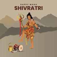 tarjeta de felicitación con lingam y decoración floral para maha shivratri, un festival hindú celebrado por el señor shiva. ilustración vectorial vector