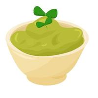 Guacamole de comida tradicional mexicana, aislado de fondo blanco vector