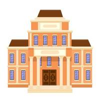 Building of museum in vector design. Graphic architecture, public place, history. Decorated with colonnade. Ancient palace. Geometrical Illustration.