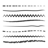 Hand drawn single lines collection in different styles. vector