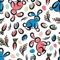 Pattern with bunnies and carrots for Easter vector