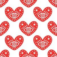 Seamless heart pattern decorated with an eye vector