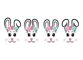 Set of happy bunny masks vector