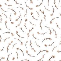 Willow twig seamless background. Easter pattern. Vector illustration