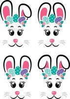 Set of happy bunny masks vector