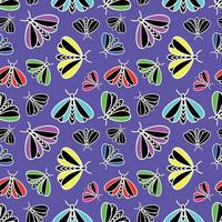 Colorful neon pattern with multicolored Moths vector