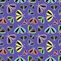 Colorful neon pattern with multicolored Moths vector