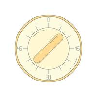 Retro kitchen timer in cartoon style. Vector illustration isolated on white background. Round stopwatch counting time