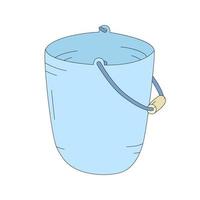 Vector illustration of an empty bucket isolated on a white background. Blue pail in cartoon style