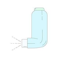 inhalador en estilo de dibujos animados. ilustración lineal vectorial aislada sobre fondo blanco. símbolo de inhalante. medicamento para el asma vector