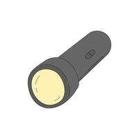 Cartoon vector illustration of flashlight isolated on a white background. Pocket torch - emergency service equipment and camping trip item