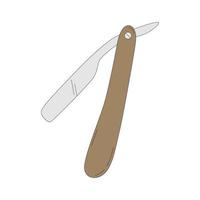 Vector illustration of straight razor isolates on white background. Retro shaver in cartoon style. Symbol of barbershop