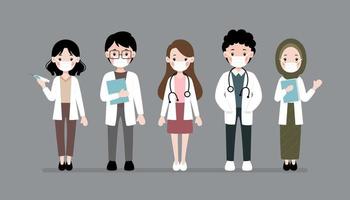 Collection of doctors character vector flat concept