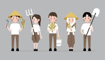 Collection of Indonesian farmers character vector flat concept