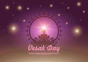 Happy Vesak day Buddha background illustration, Vesak day celebration with space light effect background