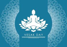 Vesak day invitation illustration, ornament background in light blue color vector