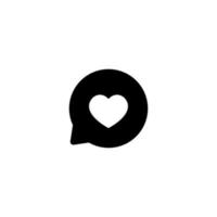 amor, símbolo de icono de corazón en la burbuja del habla vector