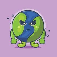 angry earth character mascot isolated cartoon in flat style vector