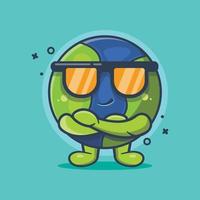 cute earth character mascot with cool gesture isolated cartoon in flat style design vector