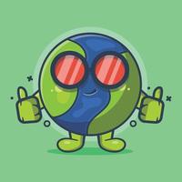 cute earth character with thumb up hand gesture isolated cartoon in flat style design. great resource for icon,symbol, logo, sticker,banner. vector