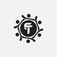 Initial letter tf or ft logo vector design template