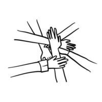 hand drawn hands holding each other symbol for Diversity Business Team ilustration doodle vector