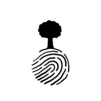 hand drawn human finger print with tree doodle vector