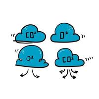 hand drawn cloud with co2 symbol icon illustration doodle vector