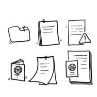 Simple Set of Documents Related Vector Line Icons with hand drawn doodle style vector isolated