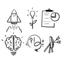 hand drawn Simple Set of Startup Related Vector Line Icons. doodle style vector isolated