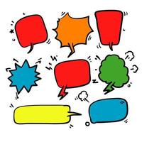 hand drawn Set of empty comic speech bubbles different shapes in doodle style vector